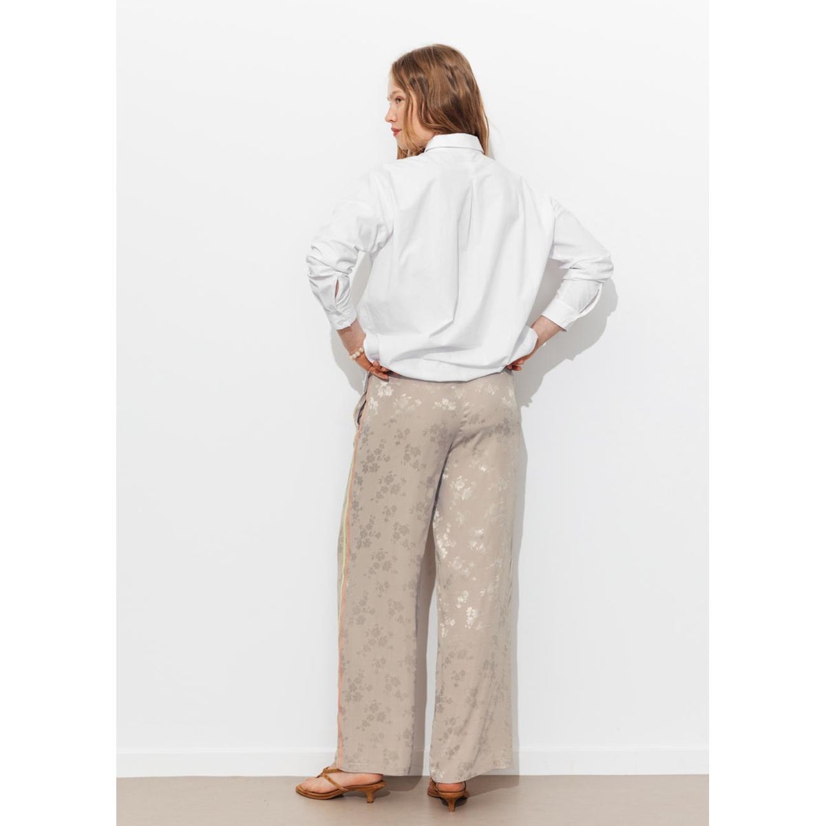 Pantalon large à bandes beige, PROMOD