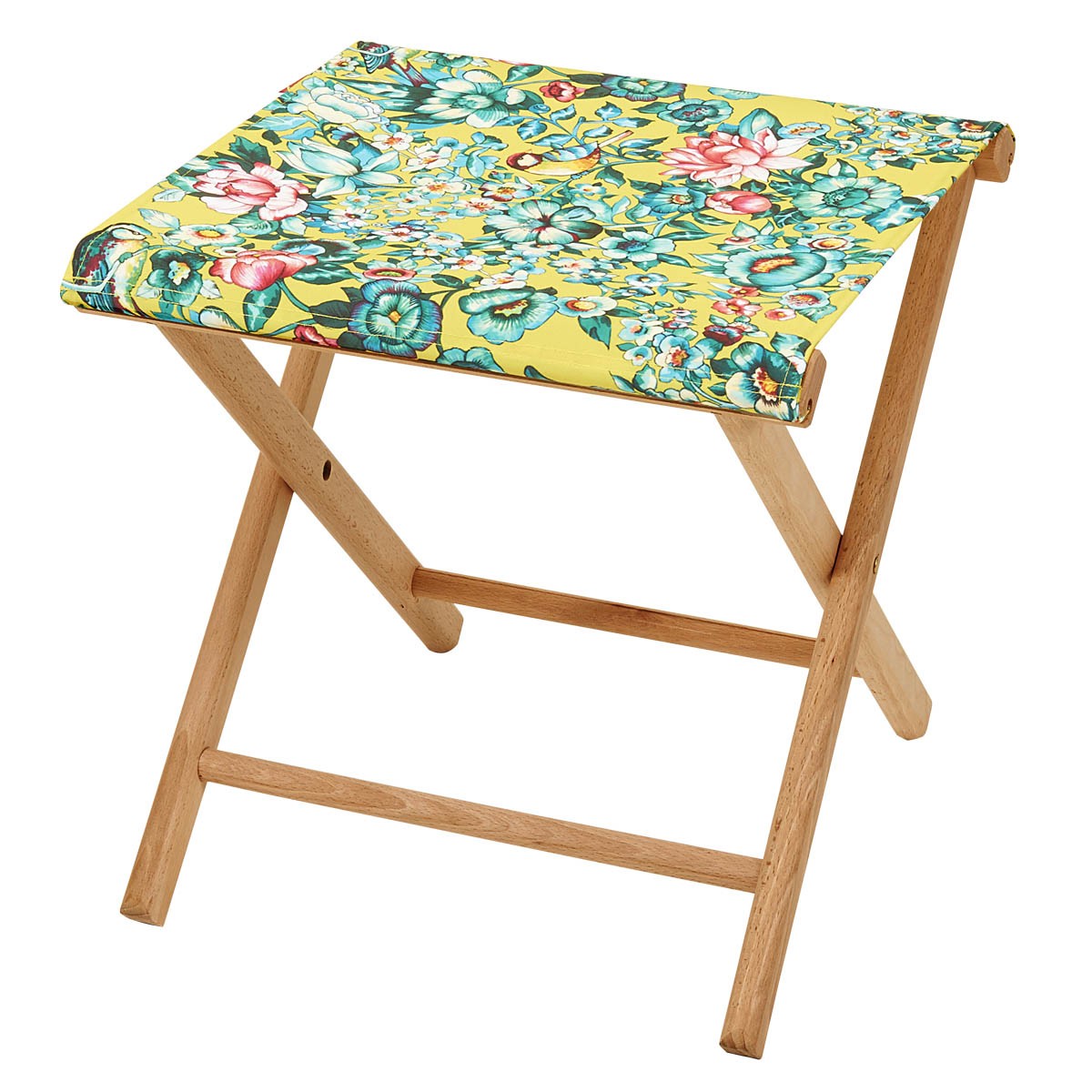 Pliant pêcheur en eucalyptus et toile outdoor, NILA jaune, VENT DE BOHÈME