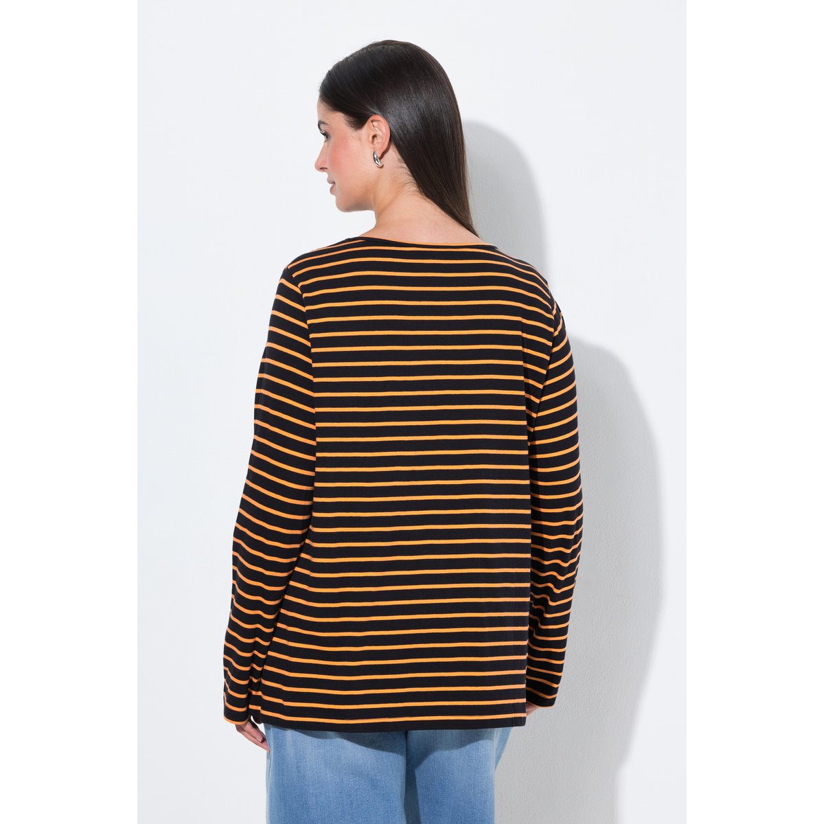 T-shirt rayé, cœur sur le buste noir, ULLA POPKEN