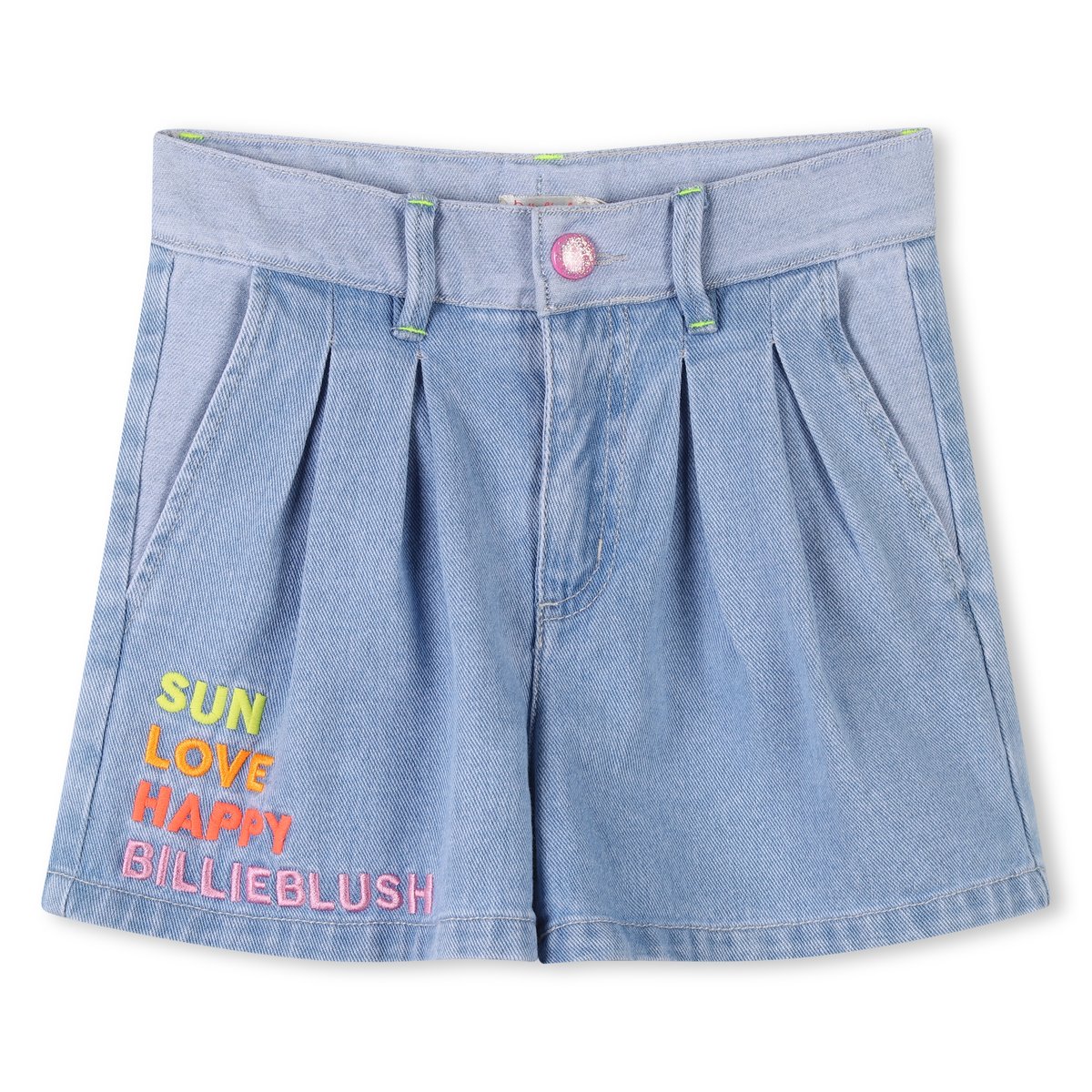Short en jean taille réglable double stone+bleach, BILLIEBLUSH