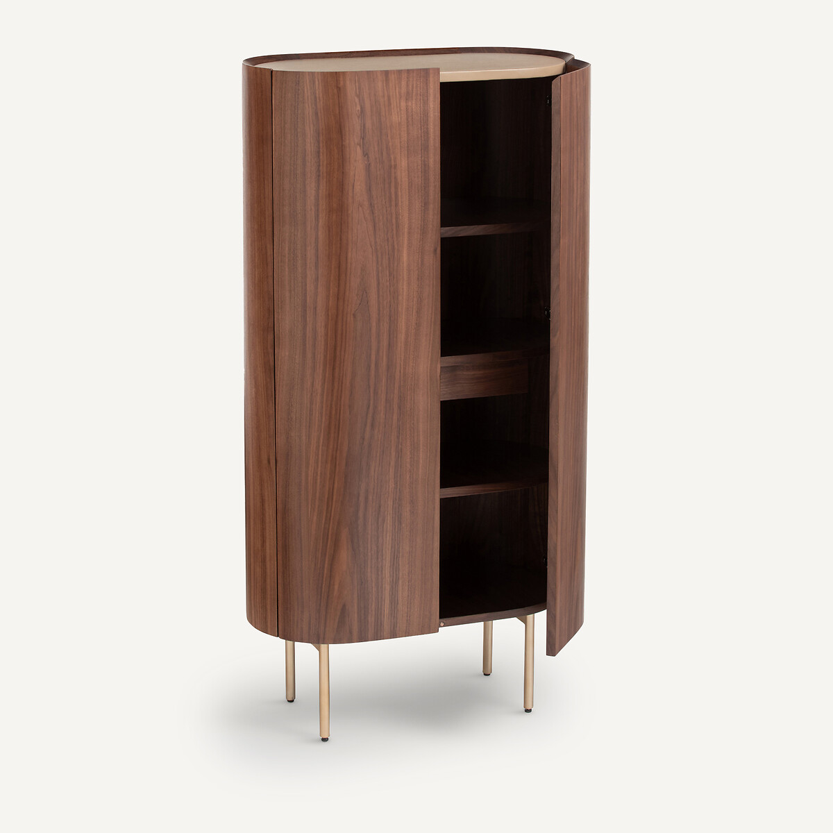 Armoire noyer, plaqué et cuir, Aslen noyer, AM.PM