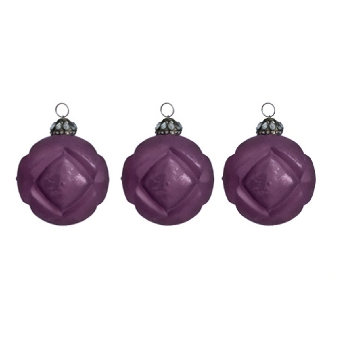 Set de 3 boules de noël décoratives en verre D10 NOËL violet, SIA DECO