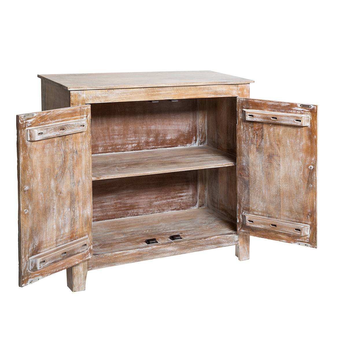 Buffet 2 portes bois de manguier sculpté main SHIREL beige, ATMOSPHERA