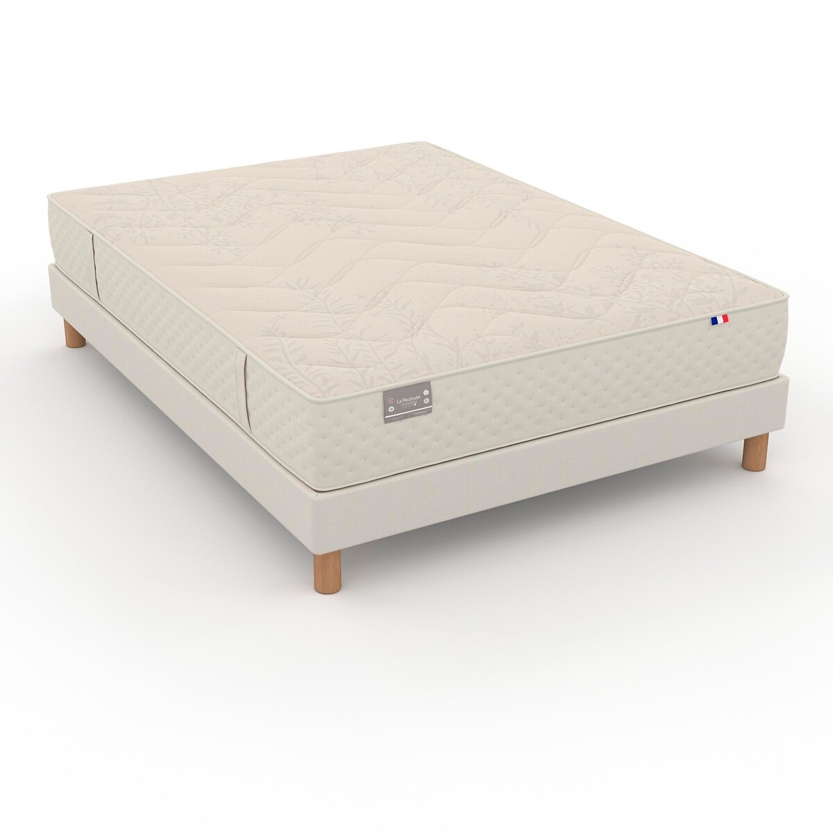 Ensemble matelas 651 ressorts, soutien mi-ferme, accueil enveloppant et sommier naturel lin, LA REDOUTE INTERIEURS