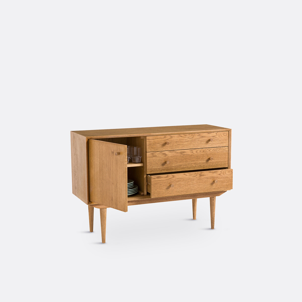 Buffet vintage, 1 porte, 3 tiroirs, Quilda chêne, LA REDOUTE INTERIEURS