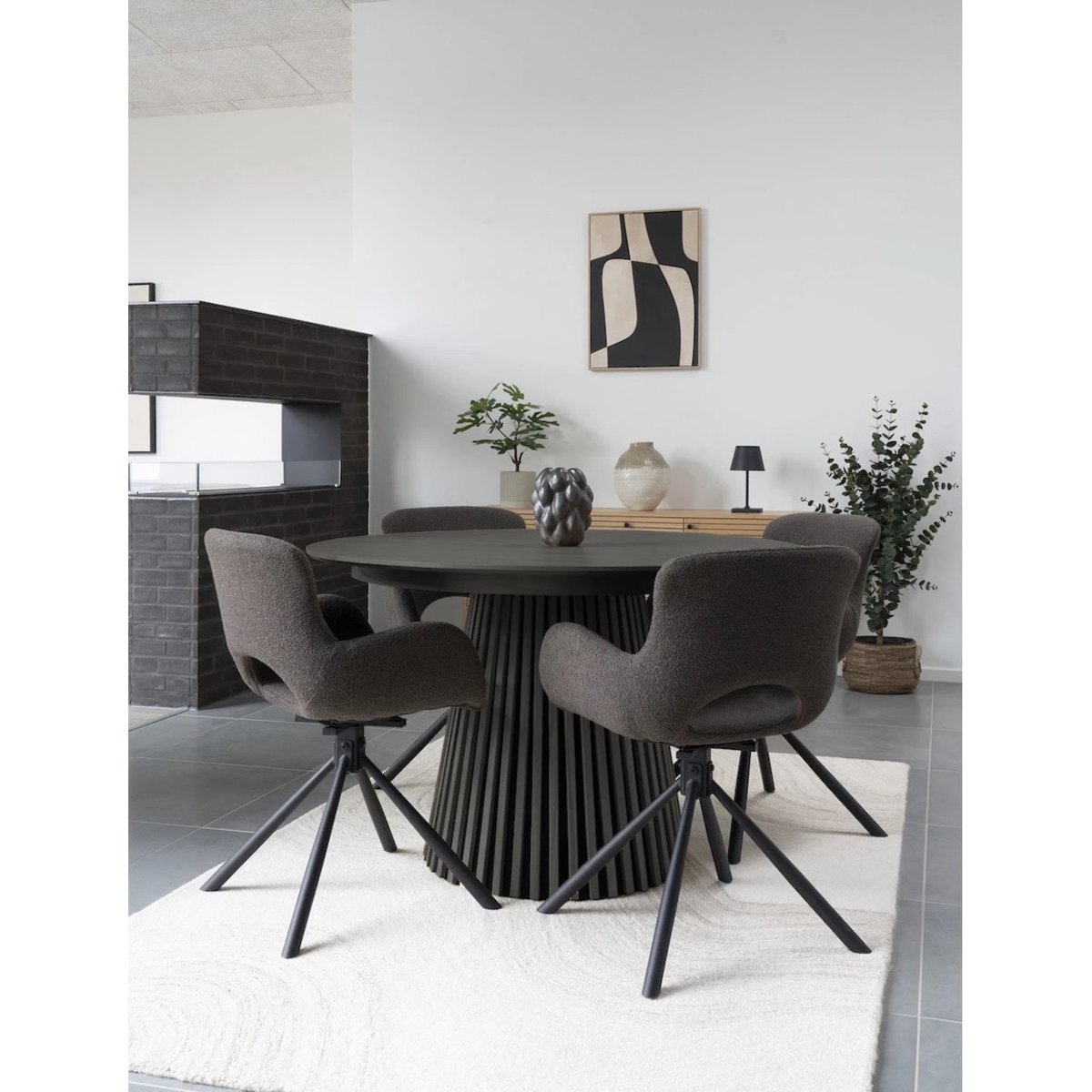 Table ronde extensible en bois D120 - OSAKA noir, HOUSE NORDIC