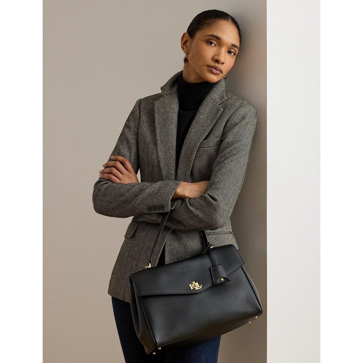 Sac à main en cuir, FARRAH MEDIUM noir, LAUREN RALPH LAUREN