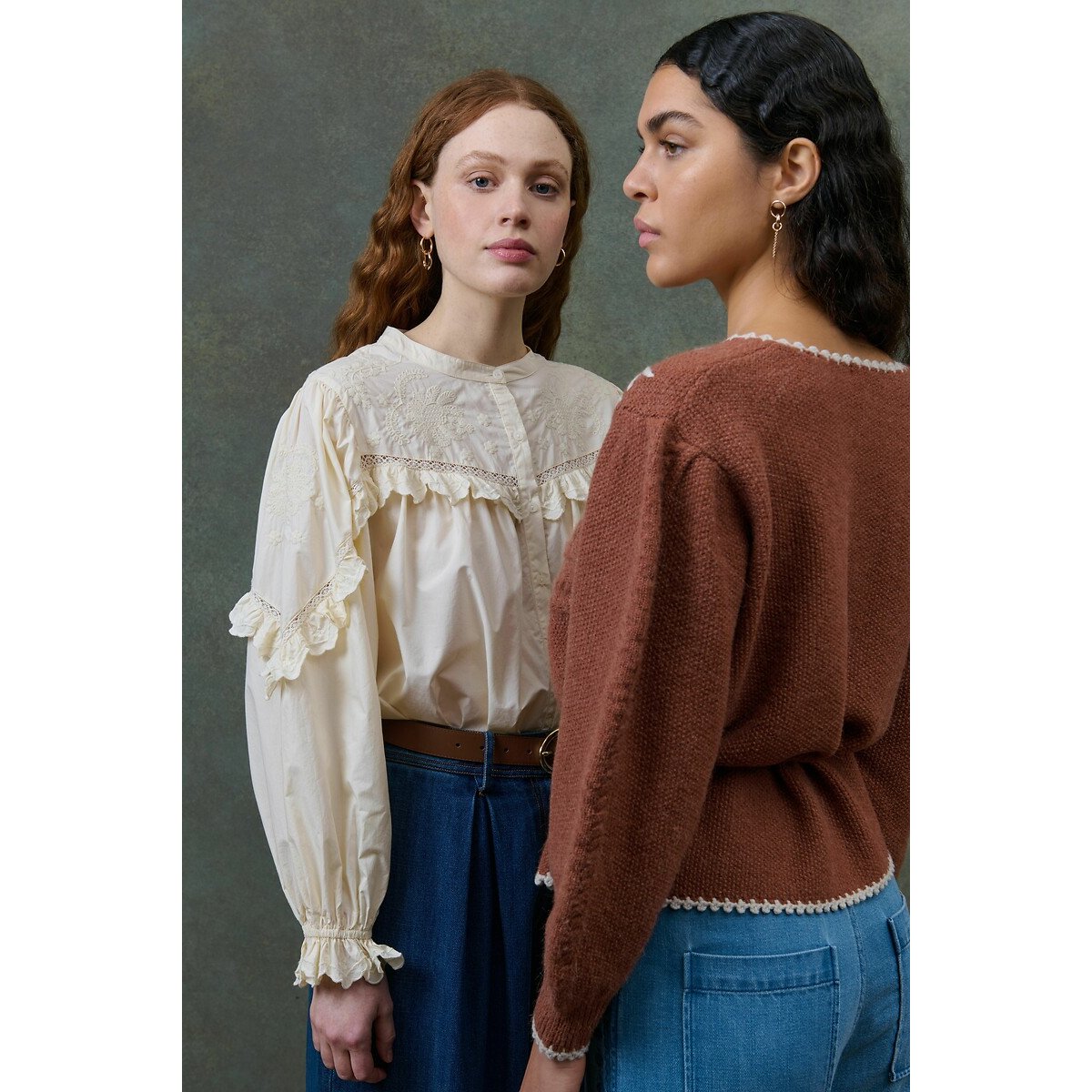 Sandya Embroidered Drawstring Cardigan chestnut, LOUISE MISHA