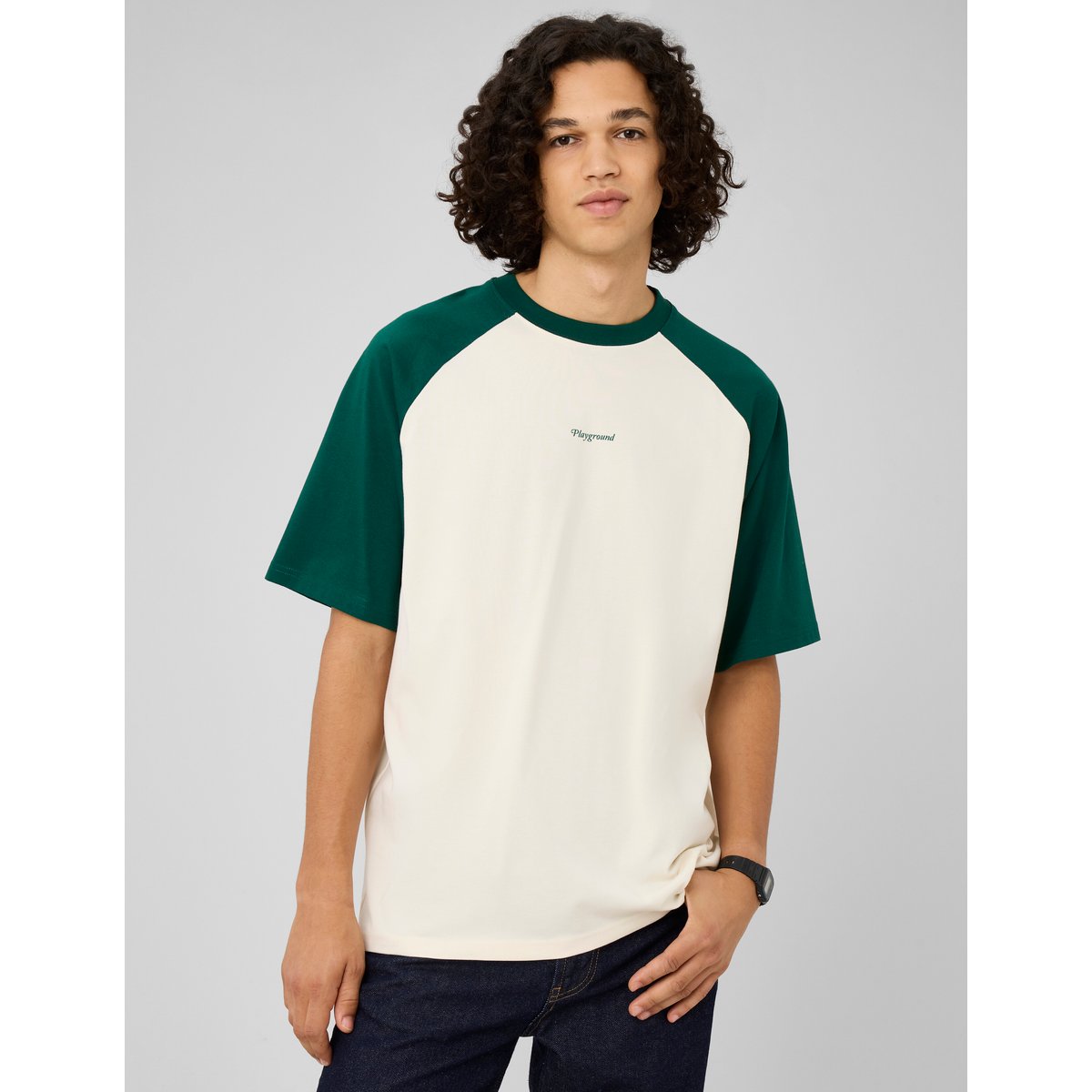 T-shirt manches contrastées naturel, BZB