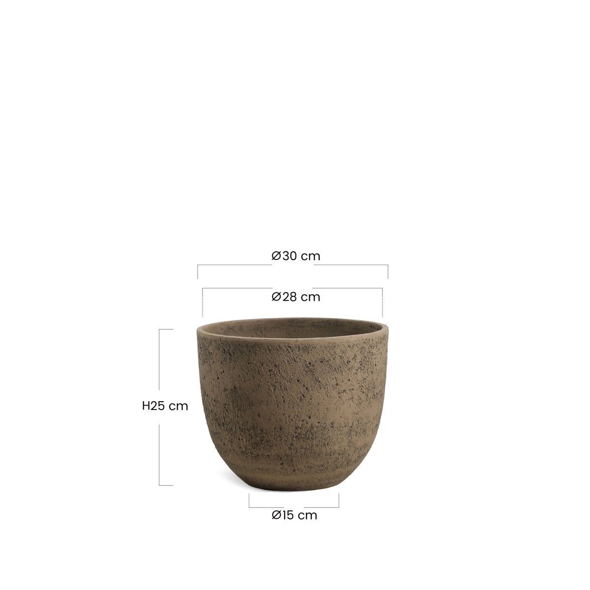 Cache-pot décoratif en ciment antique H25 TERRA marron clair, SIA DECO