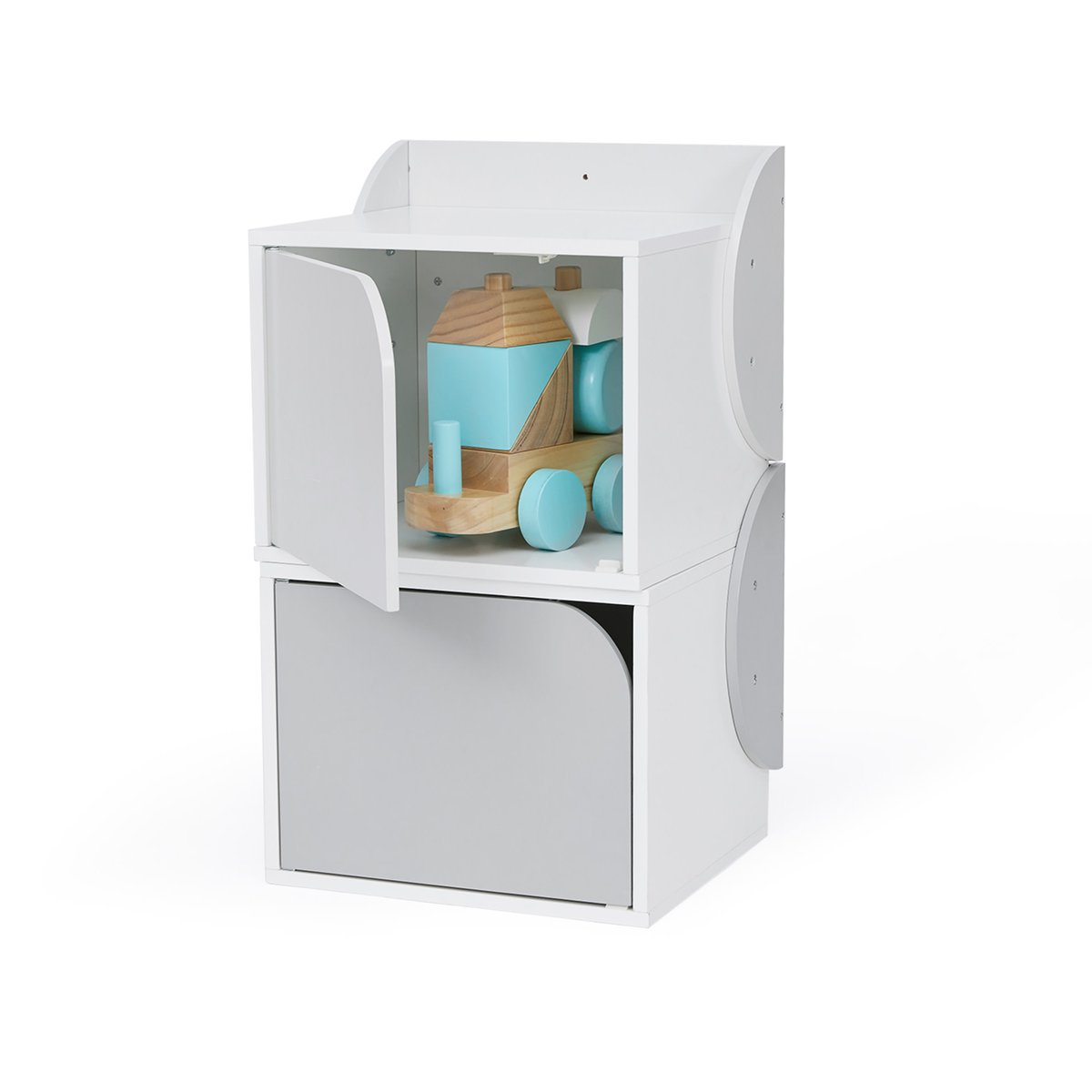 Ensemble table et 2 chaises enfant avec rangements intégrés, Gris couleur unique, TEAMSON KIDS