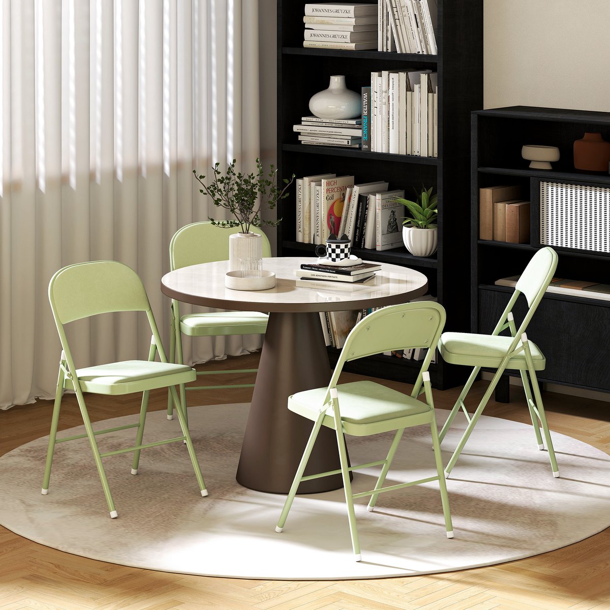 Chaise pliante Velours (100 % polyester) Vert vert, HOMCOM
