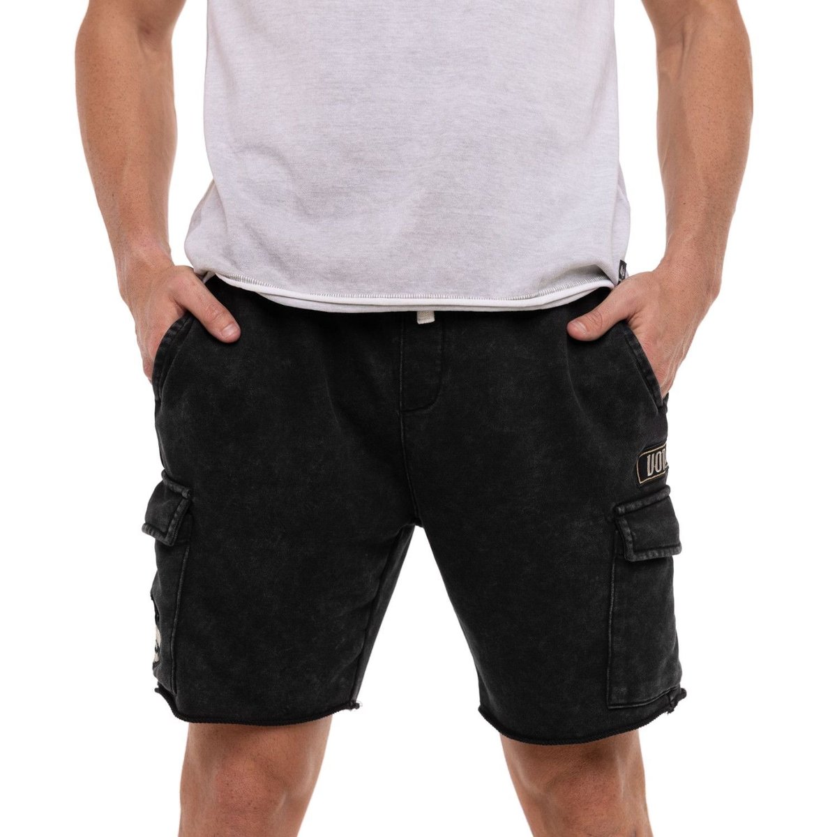 Bermuda coton cargo VLAD gris foncé/gris clair, VON DUTCH