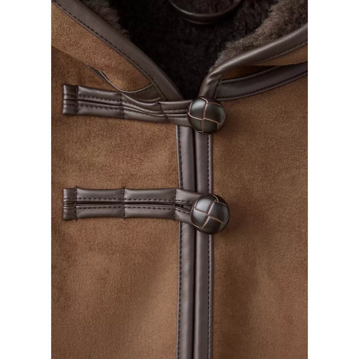 Manteau effet daim imitation mouton retourné marron, MANGO KIDS