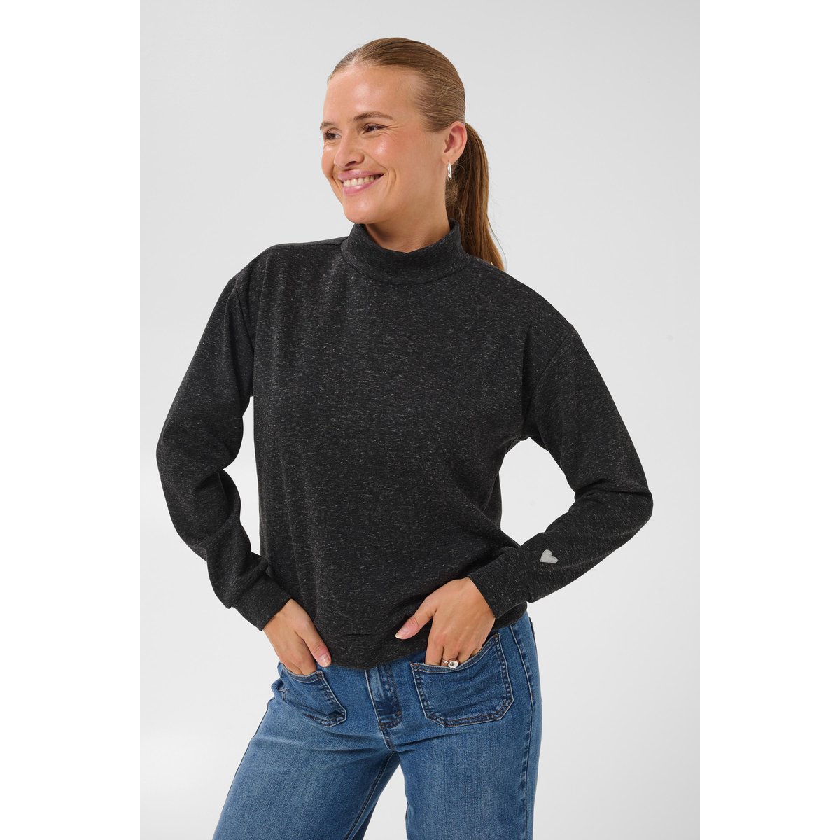 Sweatshirt gris dark grey m./whisper w. heart, KAFFE