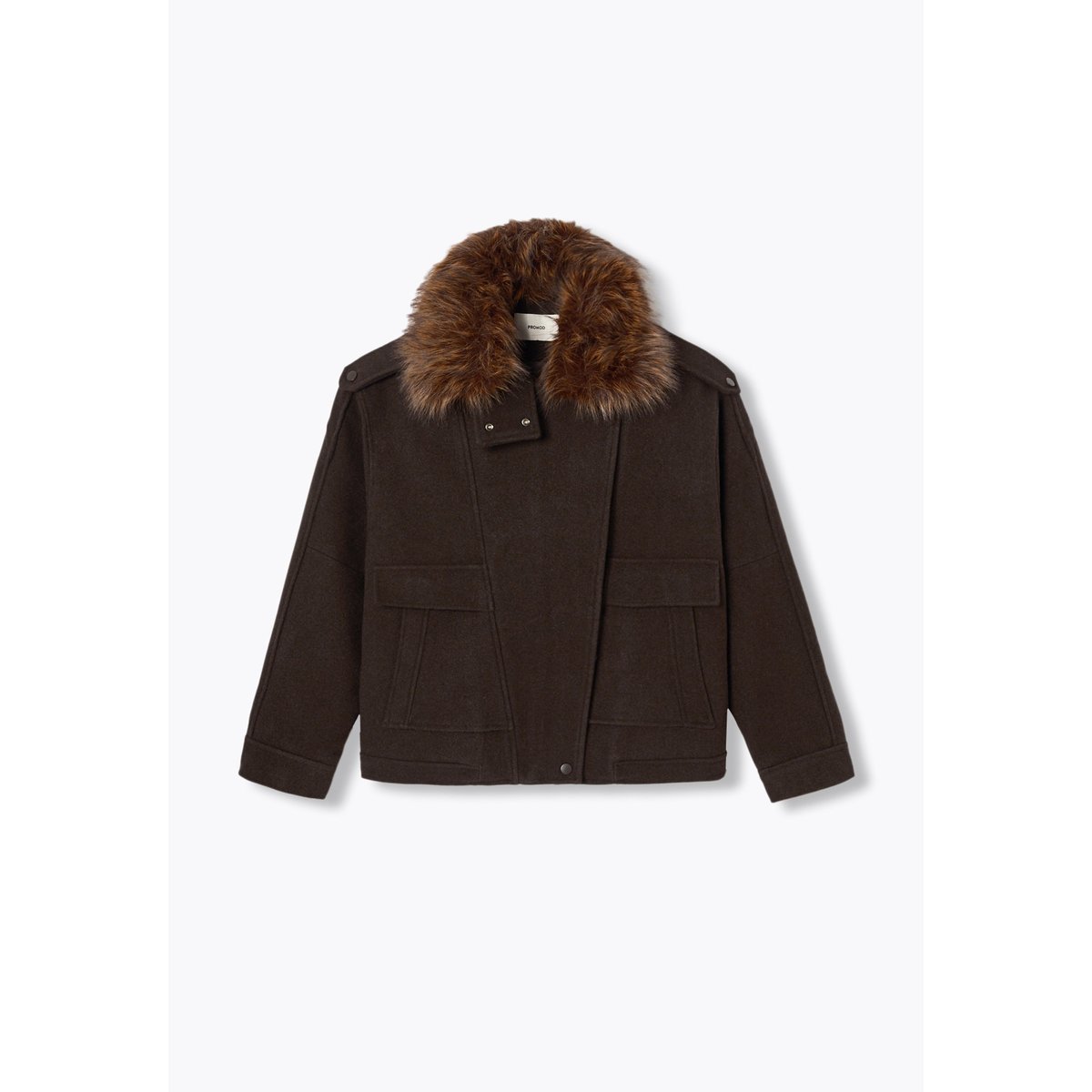Manteau court à col montant gris, PROMOD