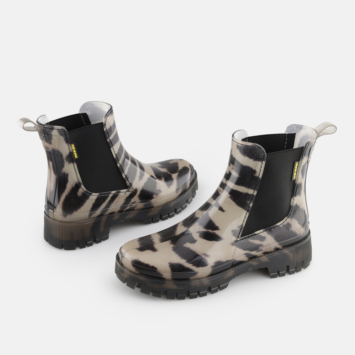 Bottines Chelsea ZURI avec Doublure en Fourrure d'Imitation Imprimée blanc translucide, LEMON JELLY