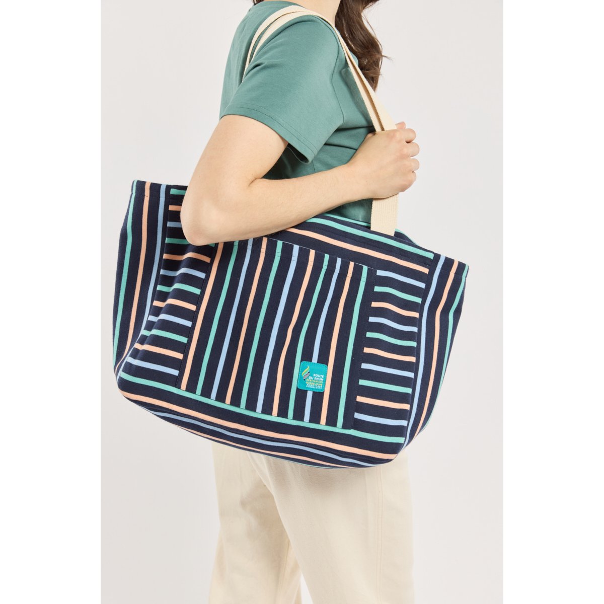 Grand sac rayé - coton épais marine deep/ placid blue/, ARMOR-LUX