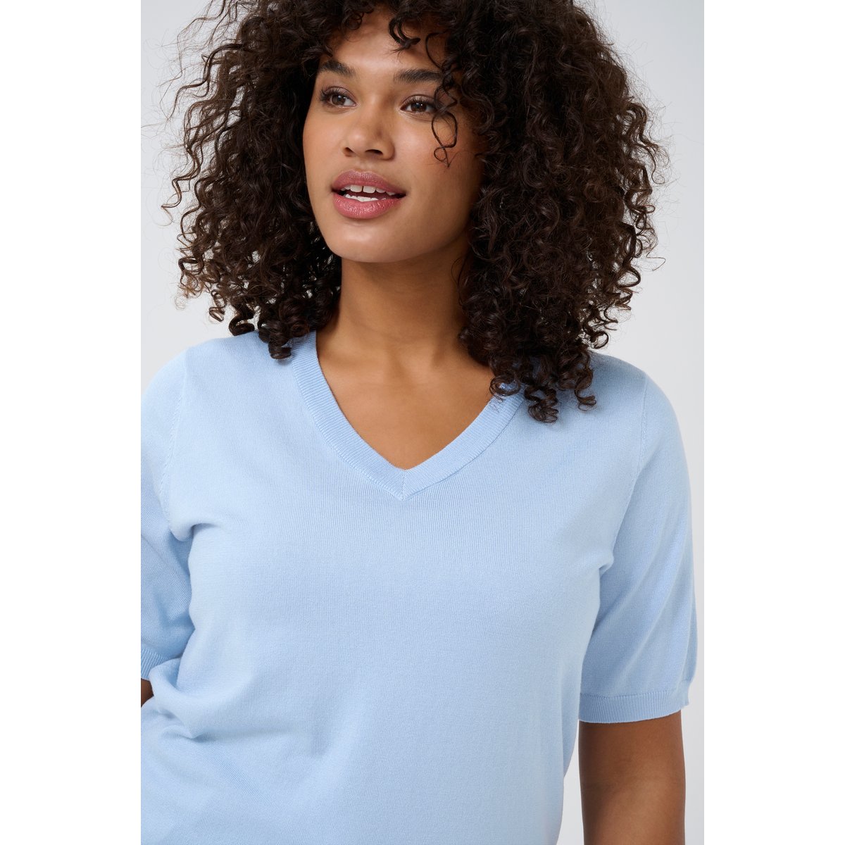 Pullover tricoté bleu soft chambray, KAFFE CURVE