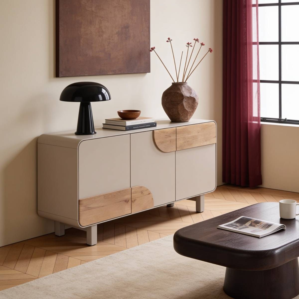 Buffet en bois de manguier KEZIA gris, MADE IN MEUBLES