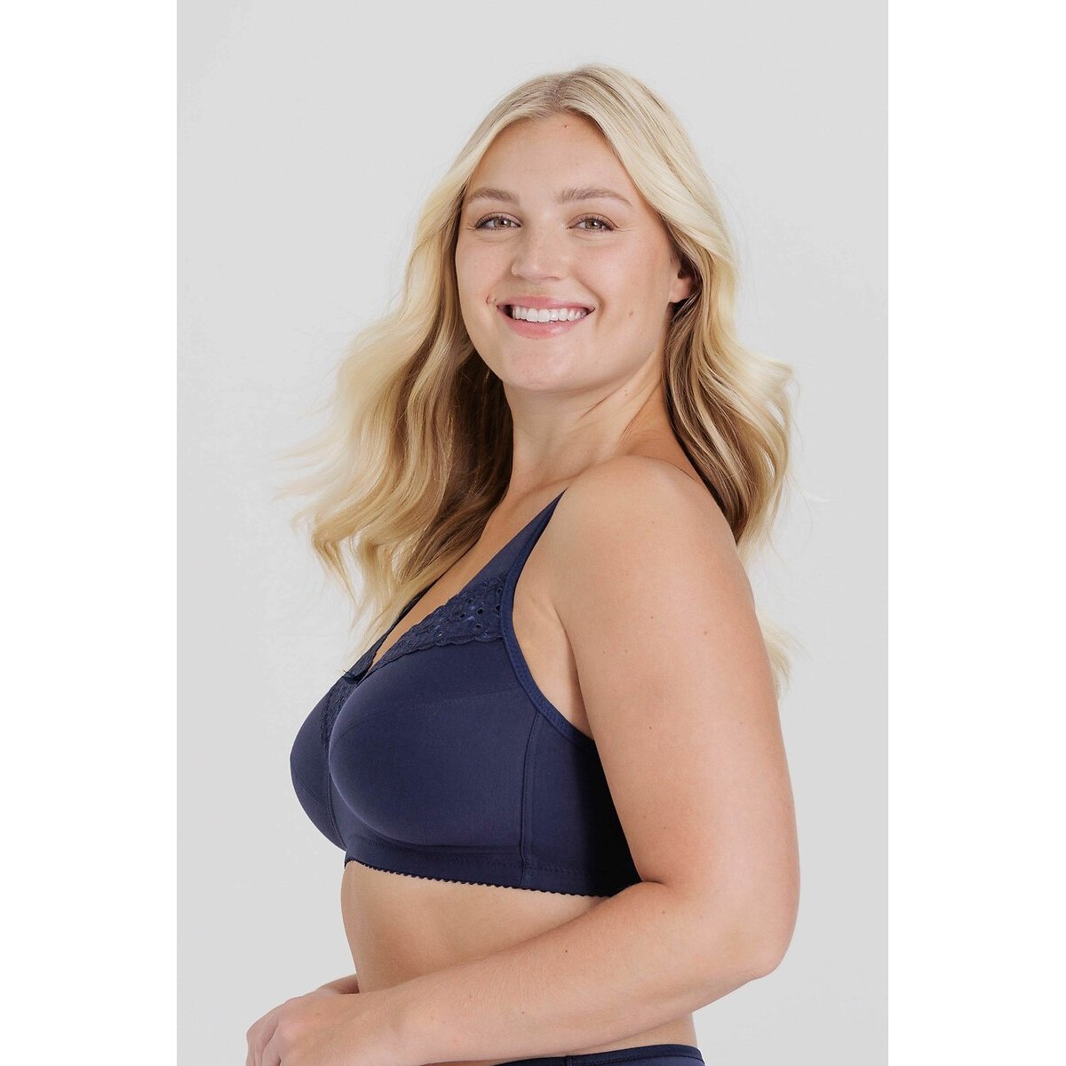 Reggiseno in cotone, senza ferretti, minimizer blu scuro, MISS MARY OF SWEDEN