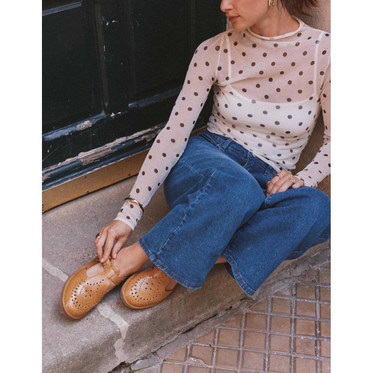 Derbies ARIO cuir plissé verni camel, ODAJE