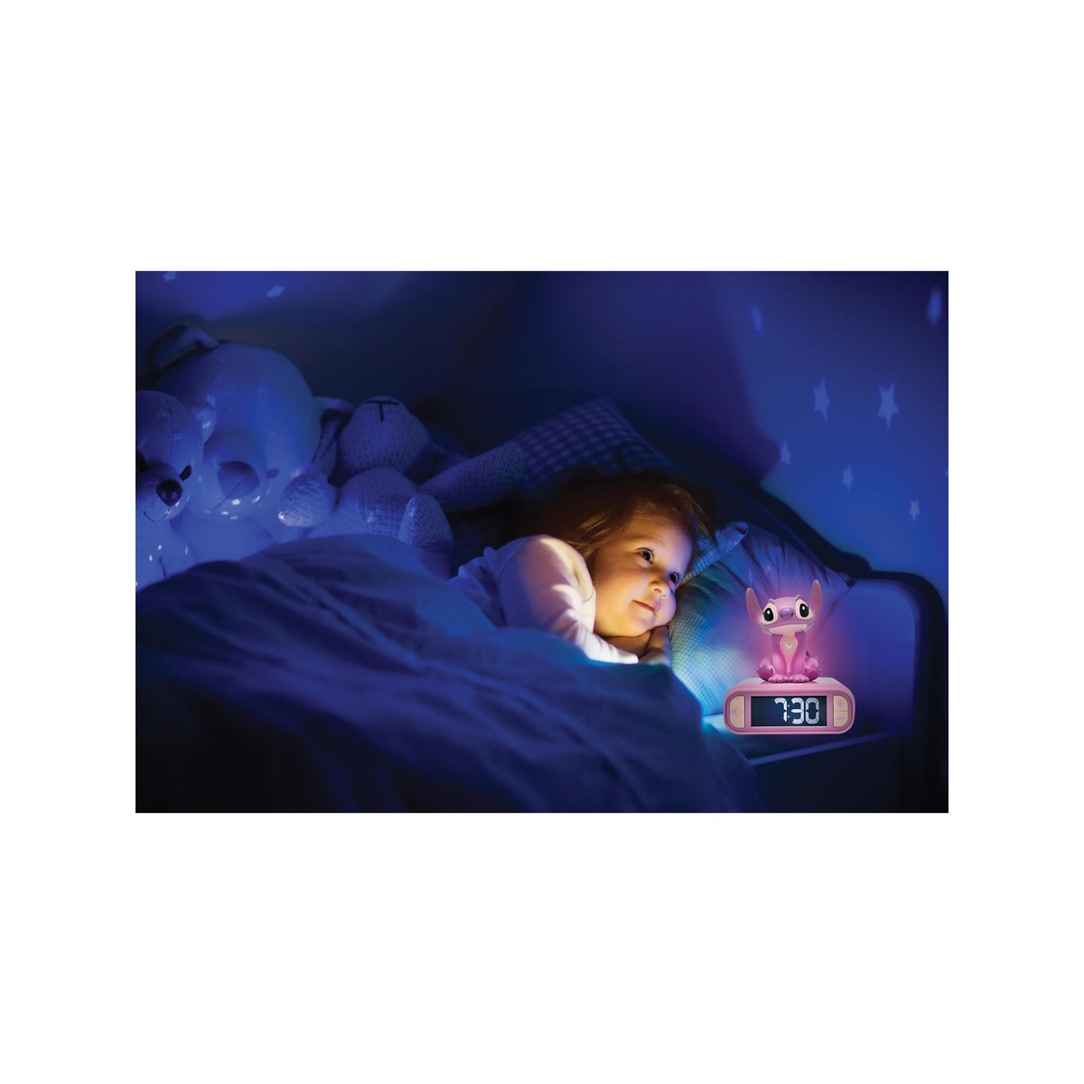 Réveil avec Veilleuse Angel en 3D rose, LEXIBOOK