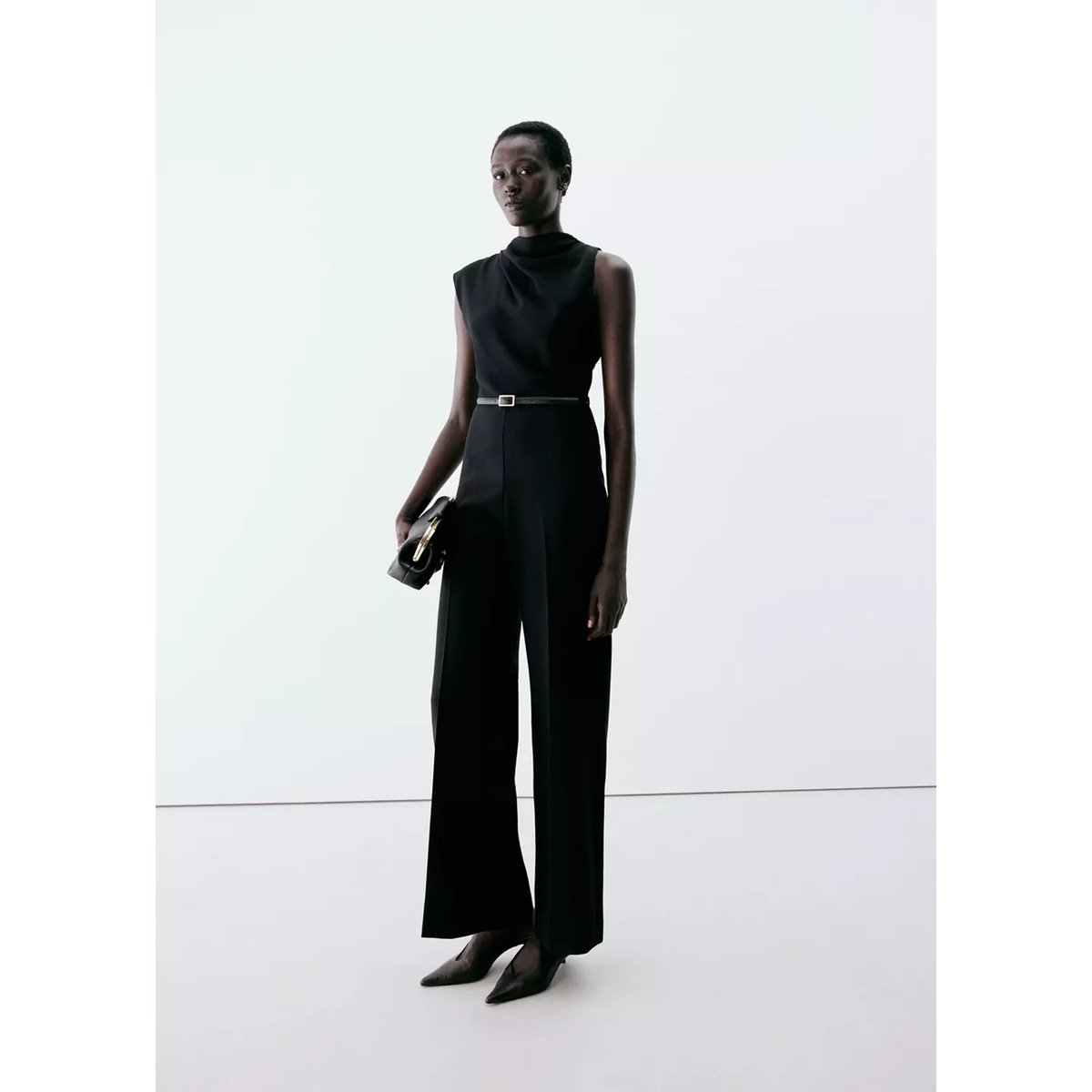Combinaison détail drapé ceinture noir, MANGO