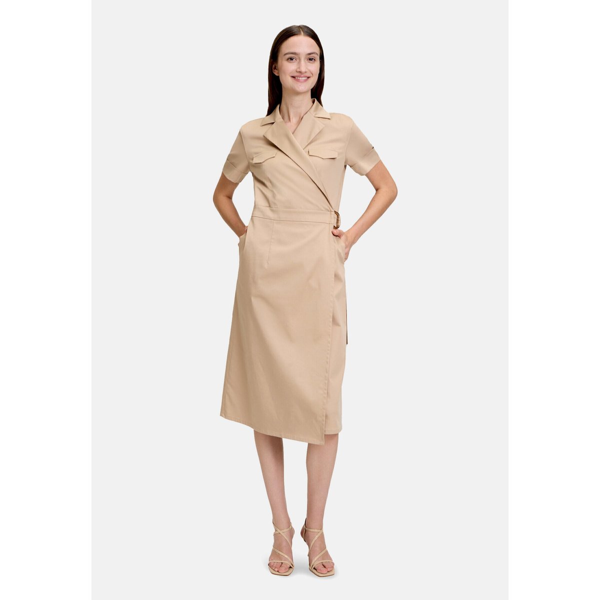 Robe portefeuille à col light taupe, BETTY & CO