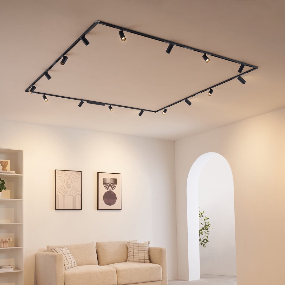 Pack rail magnétique 16 spots - LYNE noir, KOSILUM