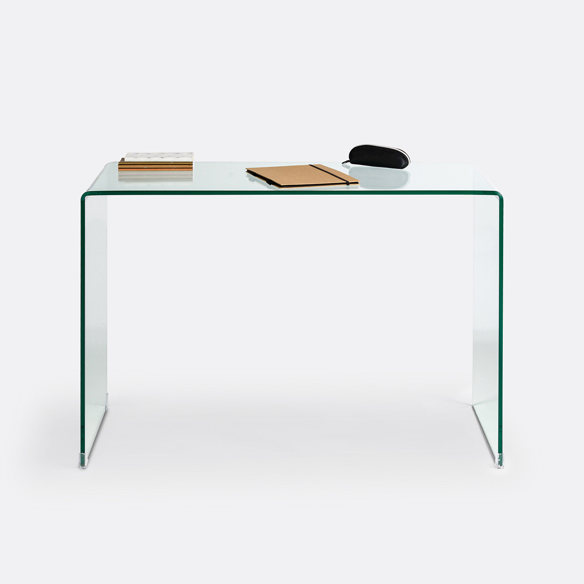 Bureau console en verre trempé, Joan verre transparent, LA REDOUTE INTERIEURS