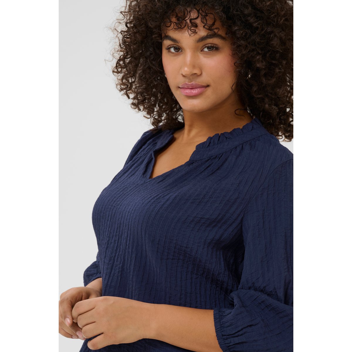 Blouse with long sleeve bleu midnight marine, KAFFE CURVE