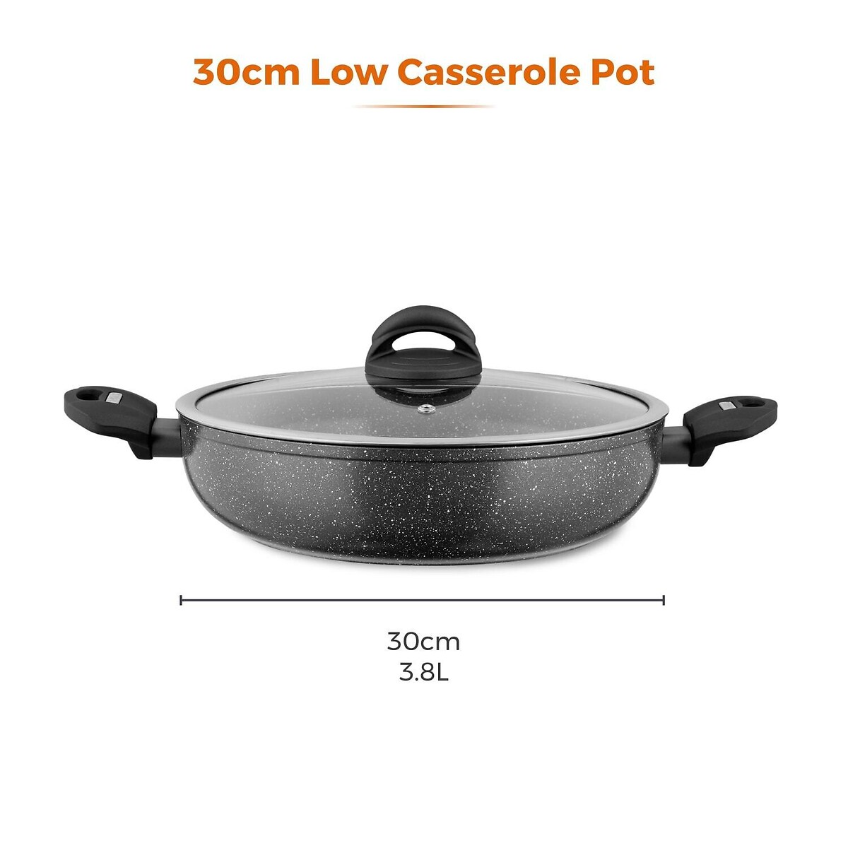30cm Cerastone Low Casserole grey, TOWER