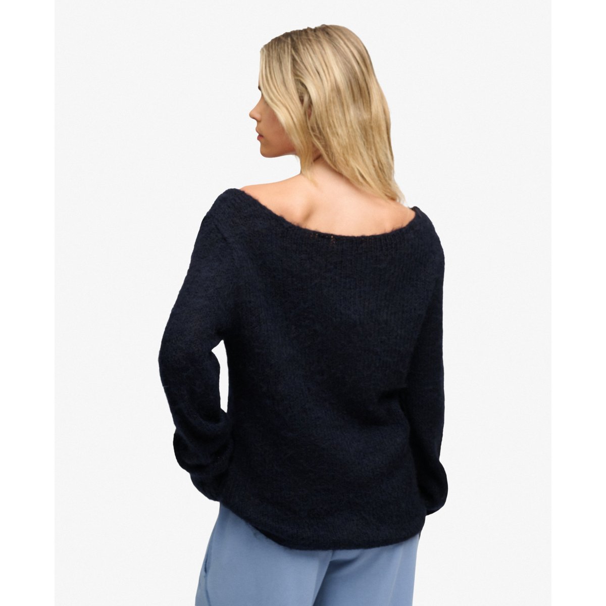 Pull Encolure Bateau Coupe Décontractée bleu marine éclipse, SUPERDRY