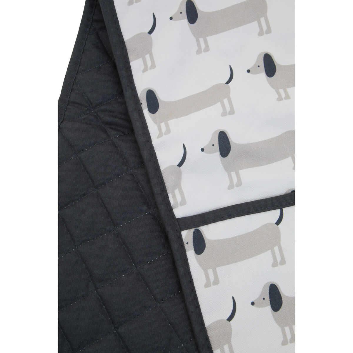 Cotton Double Oven Glove in Sausage Dog Print black, SO'HOME