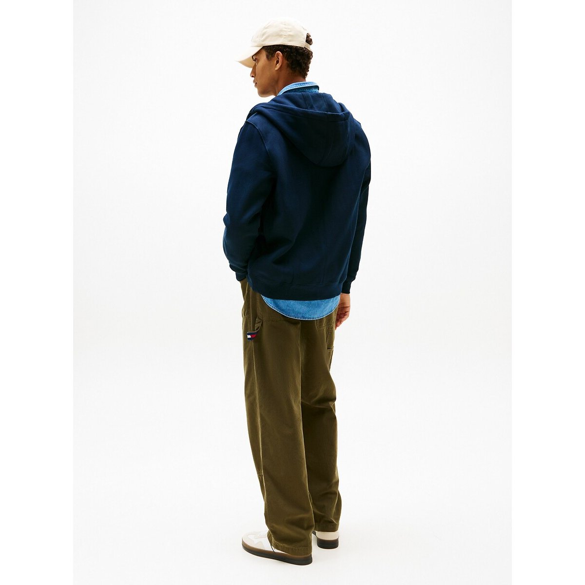 Sweat à capuche zippé en molleton brossé bleu foncé, TOMMY JEANS