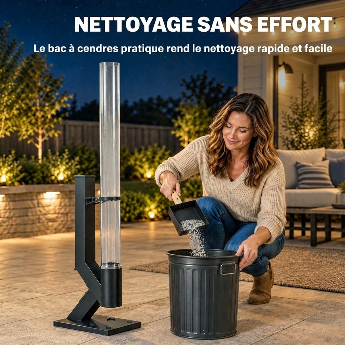 Chauffage à granulés d'extérieur Métal noir, OUTSUNNY