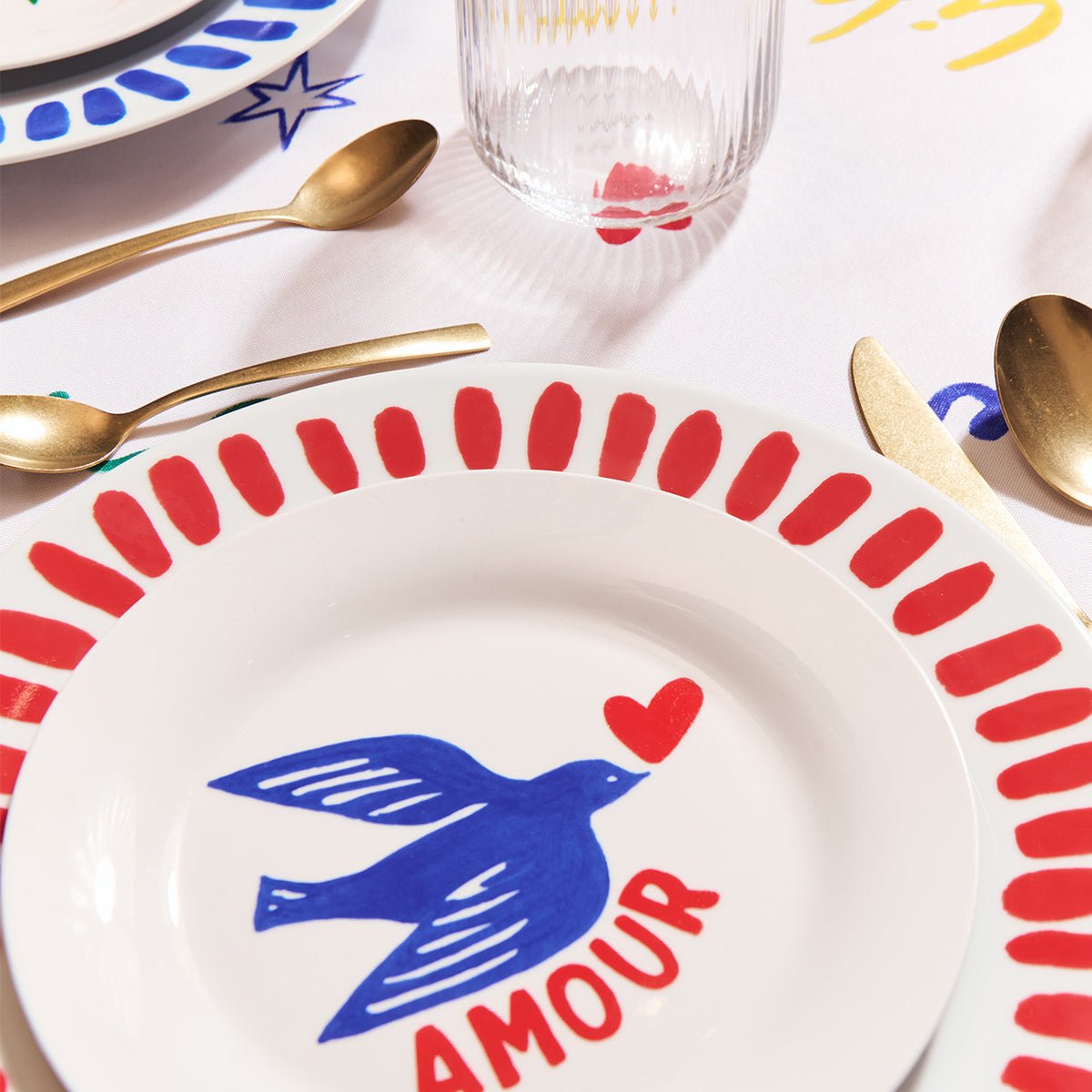 L'assiette Amour en porcelaine, VŒUX blanc - blanc - blanc, EMOI EMOI