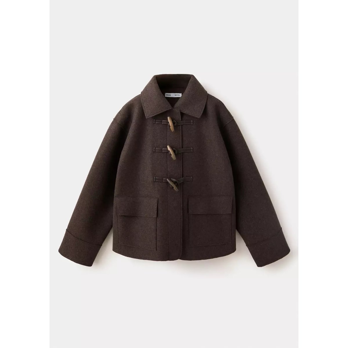 Manteau en drap avec boutons style duffle-coat chocolat, MANGO KIDS