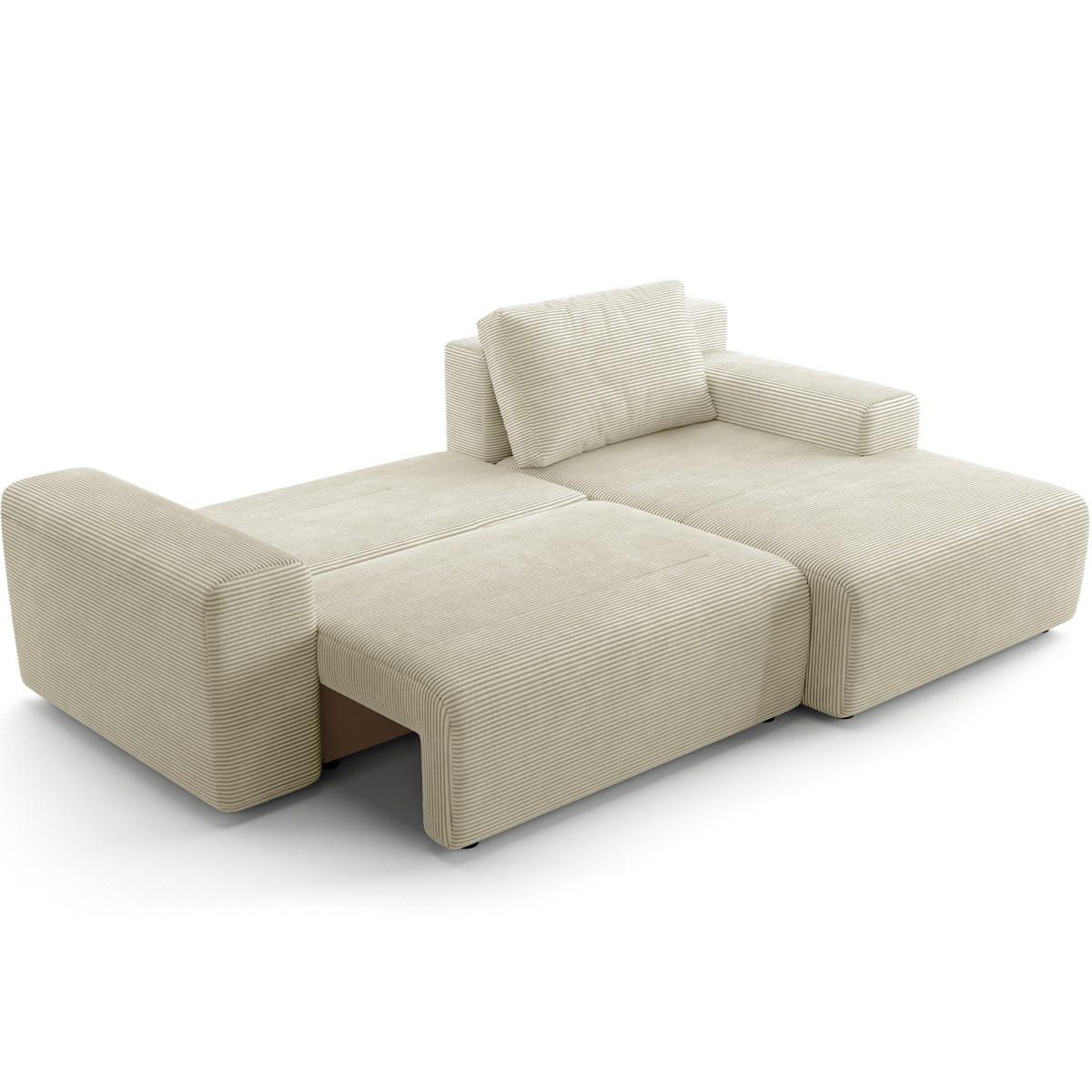 Canapé d'angle réversible convertible 5 places en velours côtelé - LUNO beige, HOMIFAB