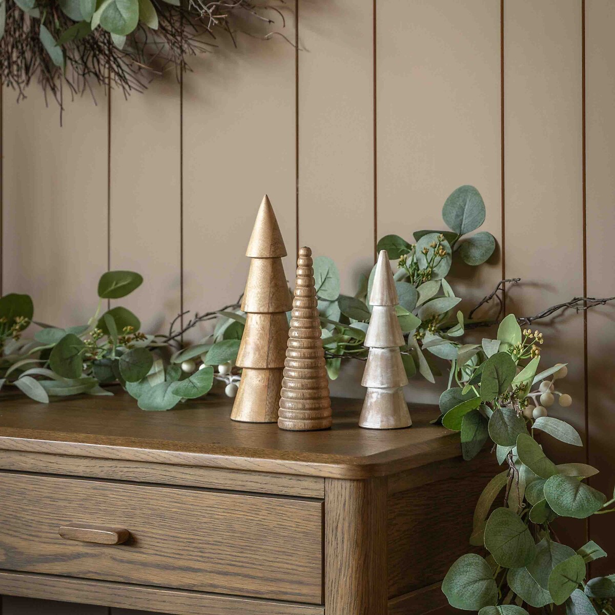 Set of 3 Woodland Tree Ornaments brown , ÉDITÉ