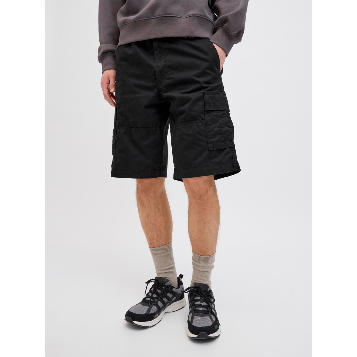 Short Cargo black 2, JACK & JONES