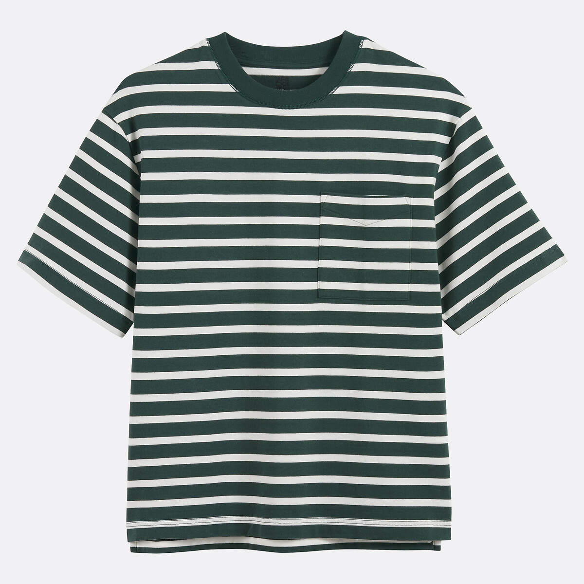 T-shirt oversize alla marinara verde rigato bianco, LA REDOUTE COLLECTIONS