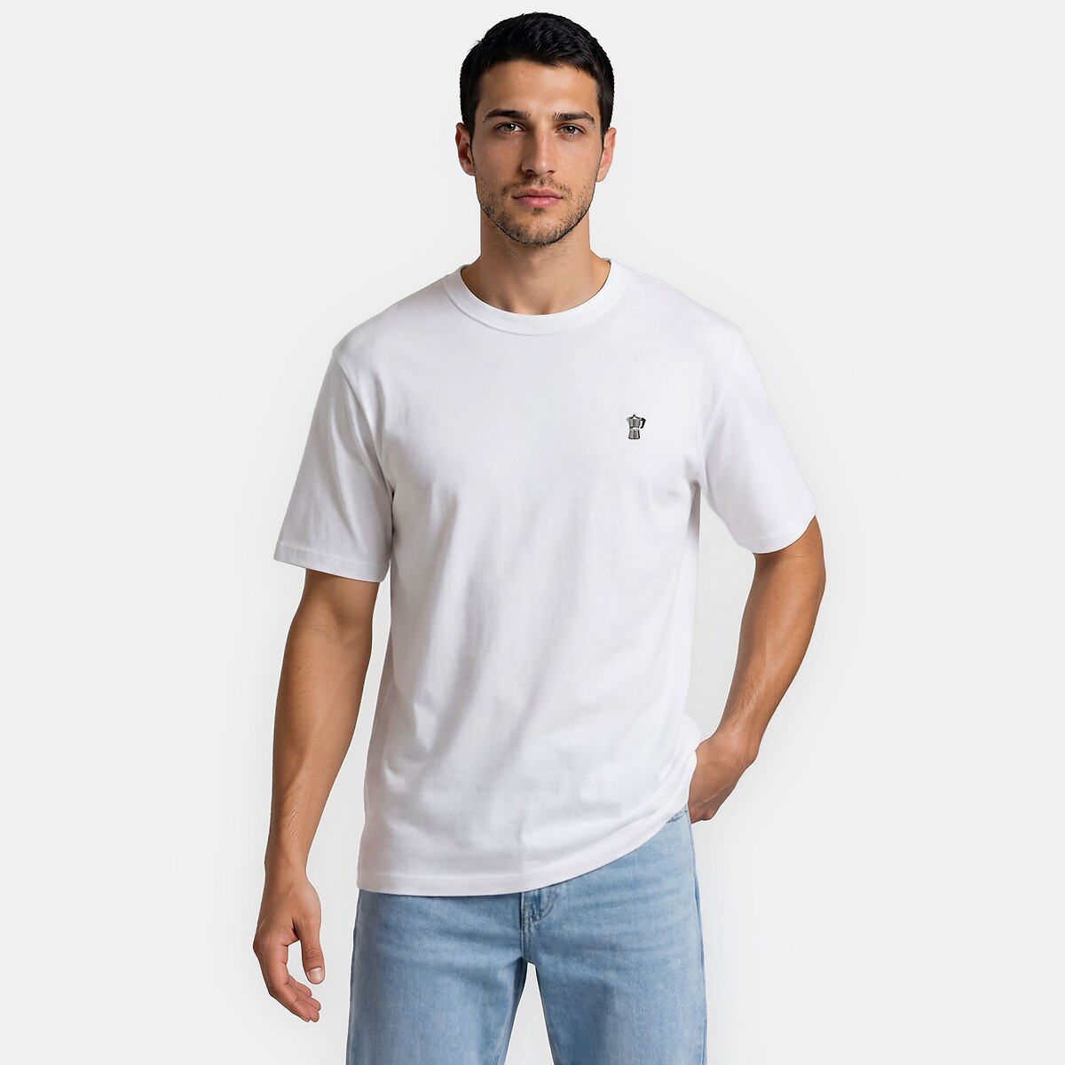 T-shirt avec broderie cafetière blanc, LA REDOUTE COLLECTIONS