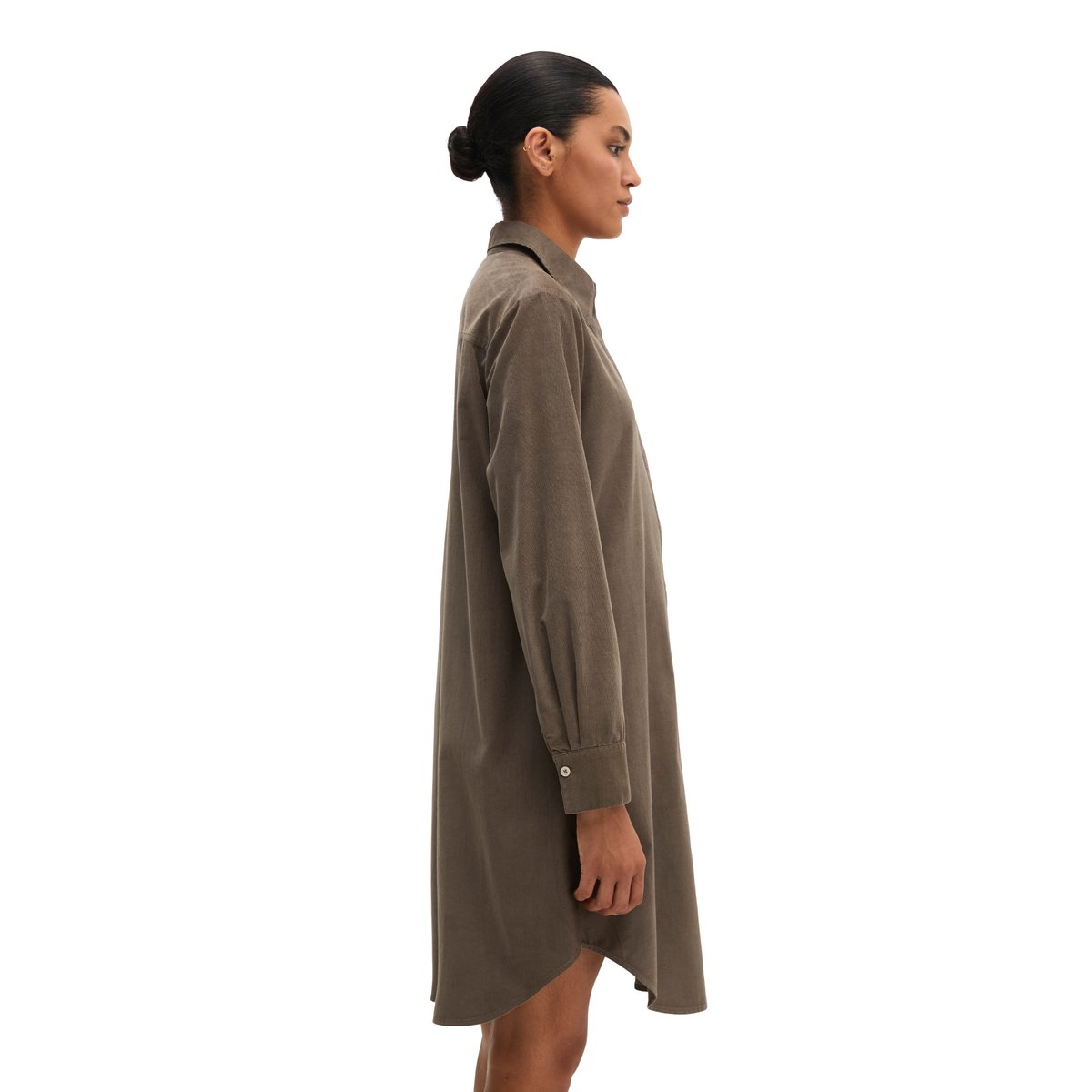 Robe chemisier large en qualité velours côtelé marron, MARC O'POLO