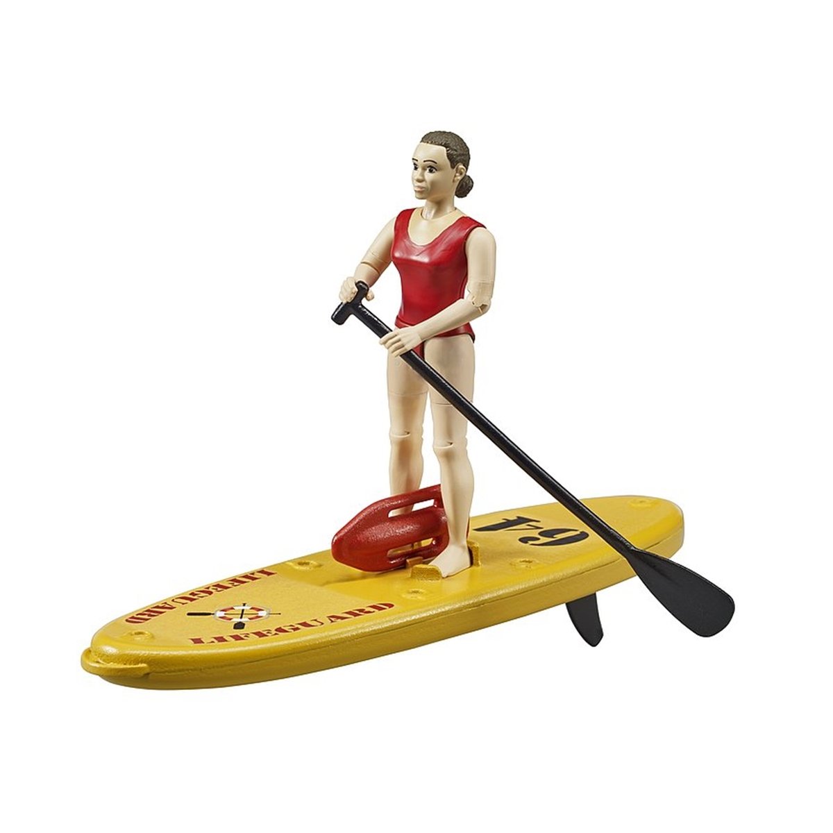 Maître-nageur bworld avec Stand up Paddle jaune et rouge, BRUDER