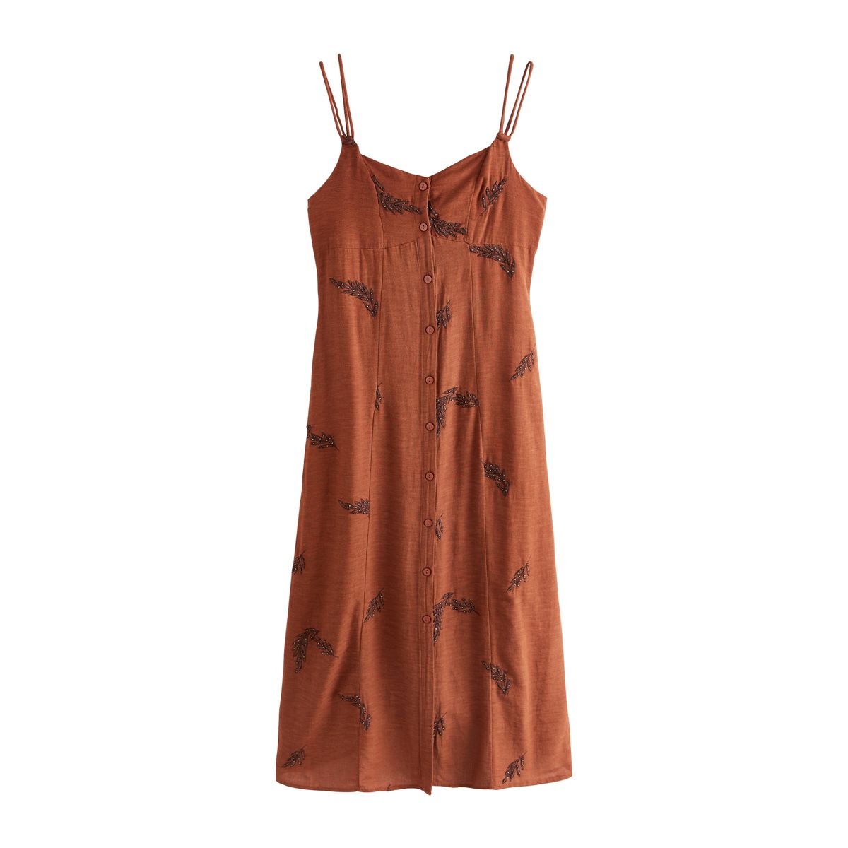 Robe mi-longue boutonnée marron, NEXT