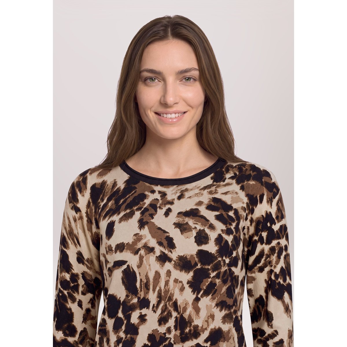 Pull-over en maille à manches longues beige/noir, BETTY BARCLAY