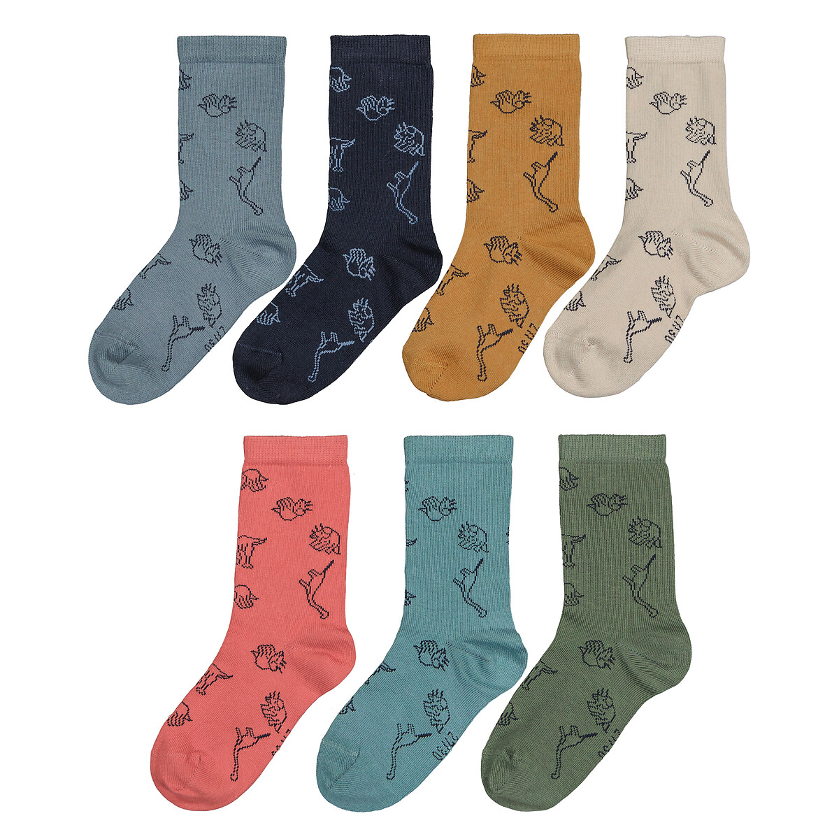 Pack of 7 Pairs of Dinosaur Socks multi-coloured, LA REDOUTE COLLECTIONS