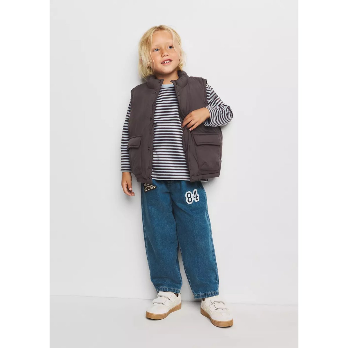 Gilet matelassé poches marron, MANGO BABY